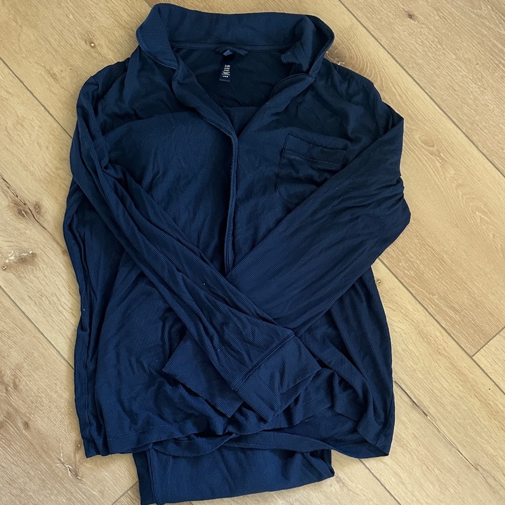 SKIMS Navy Pajama Top